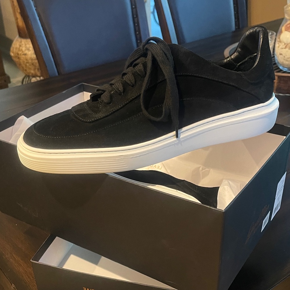 Elegant Black Men's Sneakers with White Sole